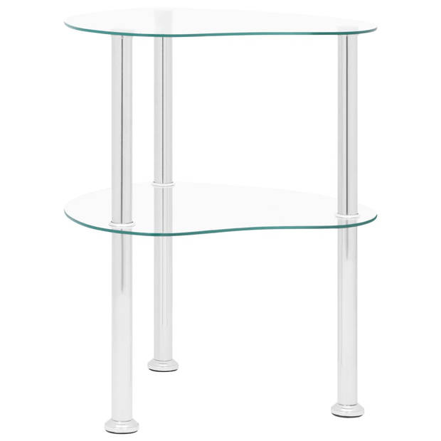 vidaXL Bijzettafel 2-laags 38x38x50 cm gehard glas transparant