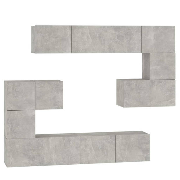 The Living Store TV-meubelset - Betongrijs - 30.5 x 30 x 30 cm (S) 60 x 30 x 30 cm (M) 80 x 30 x 30 cm (L) - Bewerkt