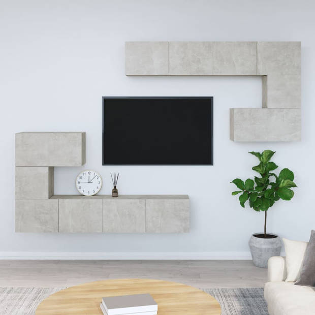 The Living Store TV-meubelset - Betongrijs - 30.5 x 30 x 30 cm (S) 60 x 30 x 30 cm (M) 80 x 30 x 30 cm (L) - Bewerkt