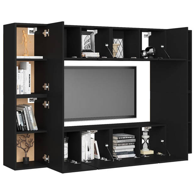 The Living Store TV-meubel Stereokast - zwart spaanplaat - 60x30x30 cm (L) / 30.5x30x60 cm (M) - Montage vereist - 4x