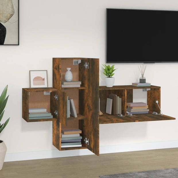 The Living Store Klassieke Televisiekastenset - TV-meubel - Wandgemonteerd - 80x30x30 cm - 30.5x30x90 cm - 30.5x30x30