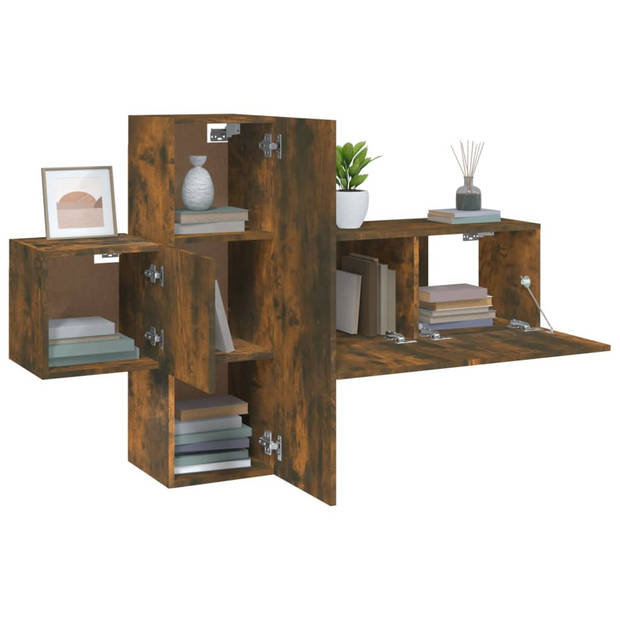 The Living Store Klassieke Televisiekastenset - TV-meubel - Wandgemonteerd - 80x30x30 cm - 30.5x30x90 cm - 30.5x30x30