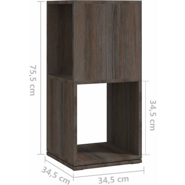 The Living Store Draaibare kast - staand opbergmeubel - 34.5 x 34.5 x 147.5 cm - grijs en sonoma eiken - hoogwaardig