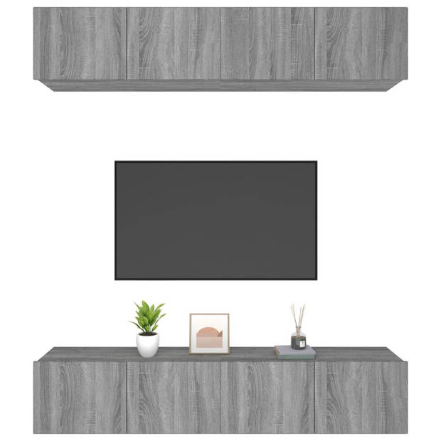 The Living Store TV-meubel - Wandgemonteerd - TV-meubelen - 80 x 30 x 30 cm - Ken- Stevig bewerkt hout - Kleur- Grijs