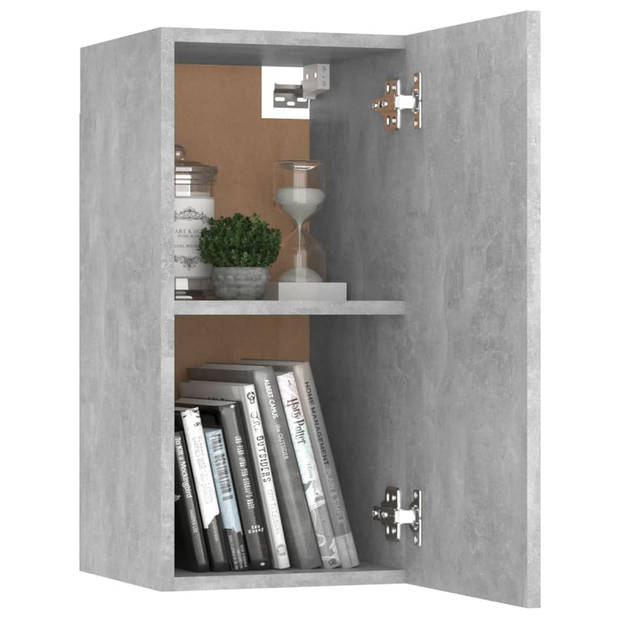 The Living Store TV-meubel Betongrijs - Stereokast - Muurbevestiging - 2x 60cm + 2x 30cm - Spaanplaat - Eenvoudig