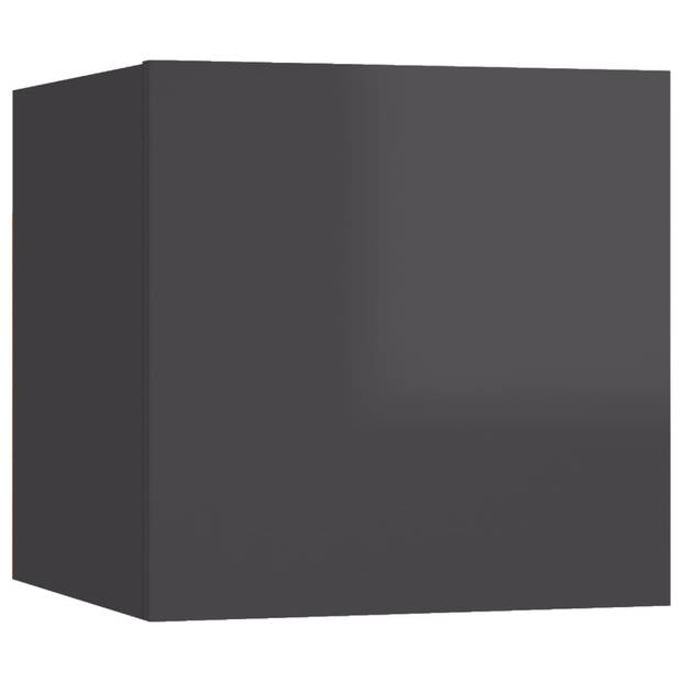 The Living Store Televisiekastenset - Hifi-kast - Hoogglans grijs - 30.5 x 30 x 30 cm - Deur links/rechts - Materiaal-