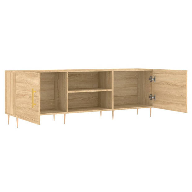 The Living Store TV-meubel Sonoma Eiken - 150 x 30 x 50 cm - Opbergruimte - Decoratief - Wandmontage vereist - Bewerkt