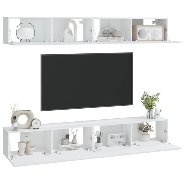 The Living Store Wandgemonteerde Tv-meubelen - Klassiek Ontwerp - Tv-meubels - 100 x 30 x 30 cm - Kleur- Wit -