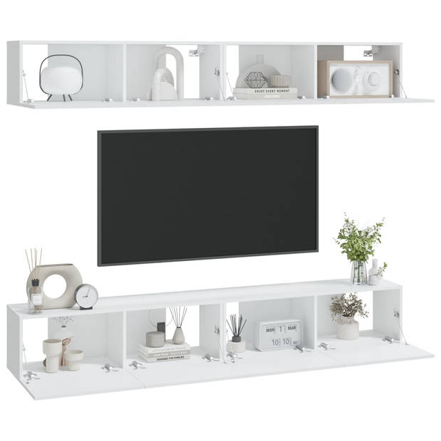 vidaXL Tv-wandmeubels 4 st 100x30x30 cm wit