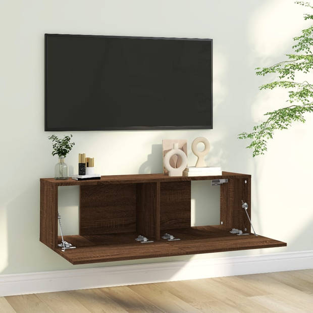 vidaXL Tv-wandmeubel 100x30x30 cm bewerkt hout bruin eikenkleur