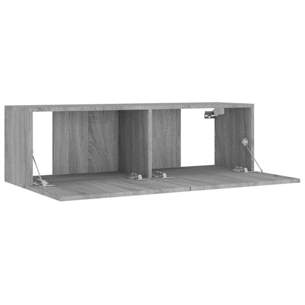 The Living Store Televisiekastenset - klassiek - tv-meubel - 100 x 30 x 30 cm - Ken- wandgemonteerd - Kleur- grijs