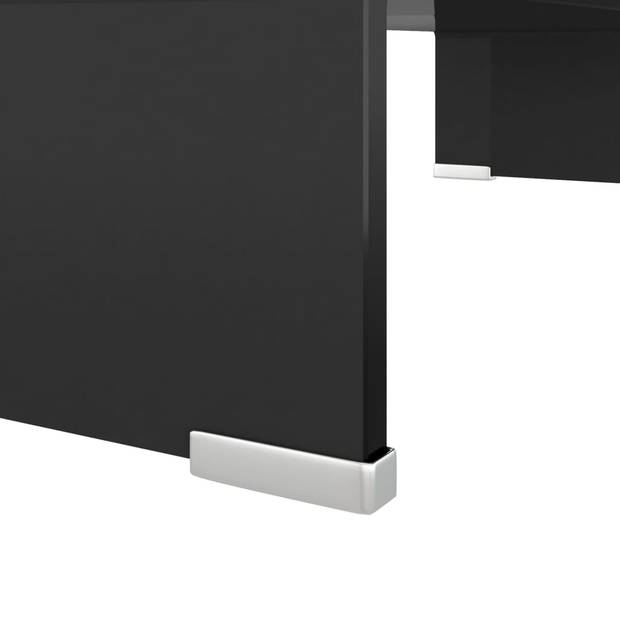 The Living Store TV-meubel Glas - Verhoger voor Monitor Laptop - Ruimte voor DVD-speler en Spelcomputer - Zwart