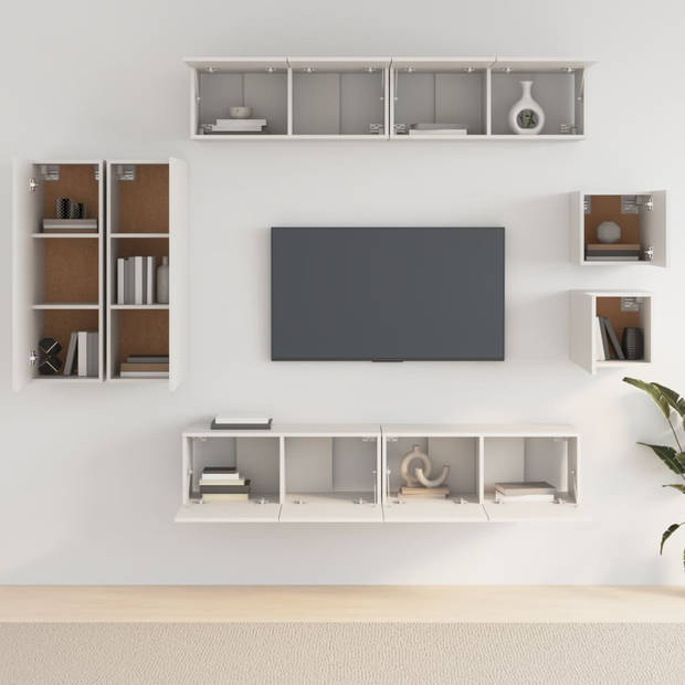 The Living Store Televisiemeubelset - TV-meubel - Wandgemonteerd - Wit - 80 x 30 x 30 cm - 30.5 x 30 x 90 cm - 30.5