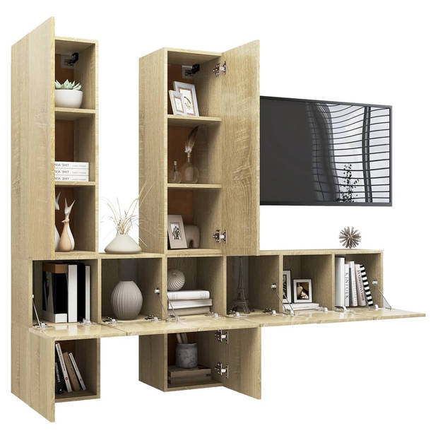 The Living Store Hangende tv-kasten - spaanplaat - 30.5 x 30 x 30 cm / 30.5 x 30 x 90 cm / 60 x 30 x 30 cm - Sonoma