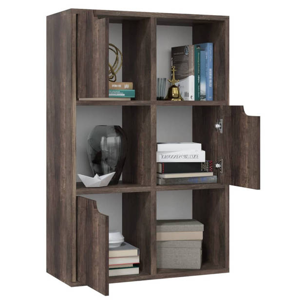 vidaXL Boekenkast 60x27,5x88 cm bewerkt hout gerookt eikenkleur