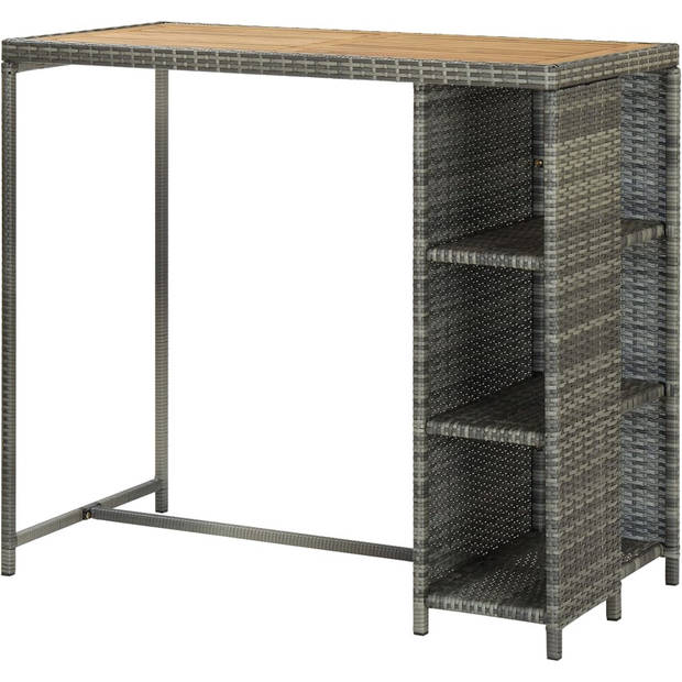 The Living Store Bistrotafel PE-rattan 120x60x110 cm - Grijs