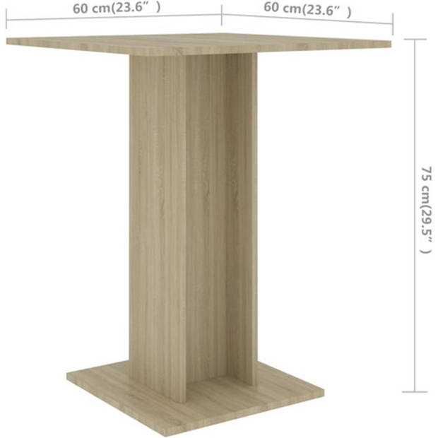 The Living Store Bistrotafel - Sonoma eiken - 60 x 60 x 75 cm - Duurzaam en eenvoudig te monteren