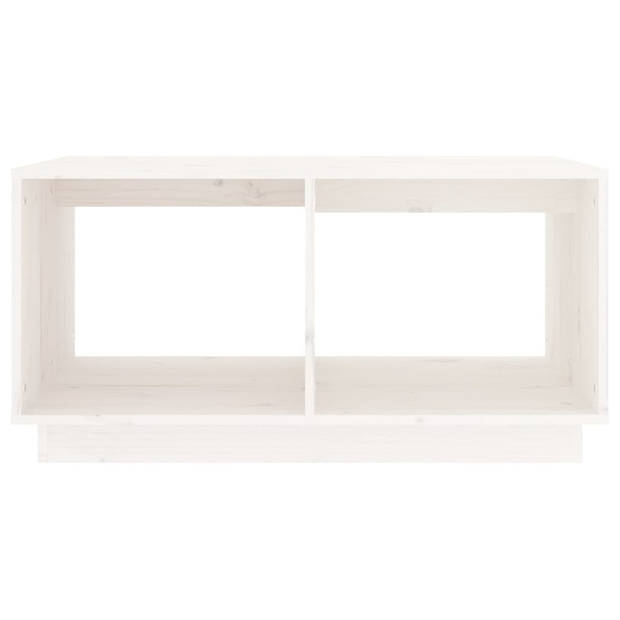 The Living Store Salontafel Massief Grenenhout - Bijzettafel - 80 x 50 x 40 cm - Wit