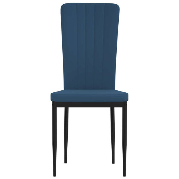 The Living Store Eetkamerstoelen - Blauw Fluweel - Ergonomisch ontworpen en comfortabel - Stevig en stabiel frame -