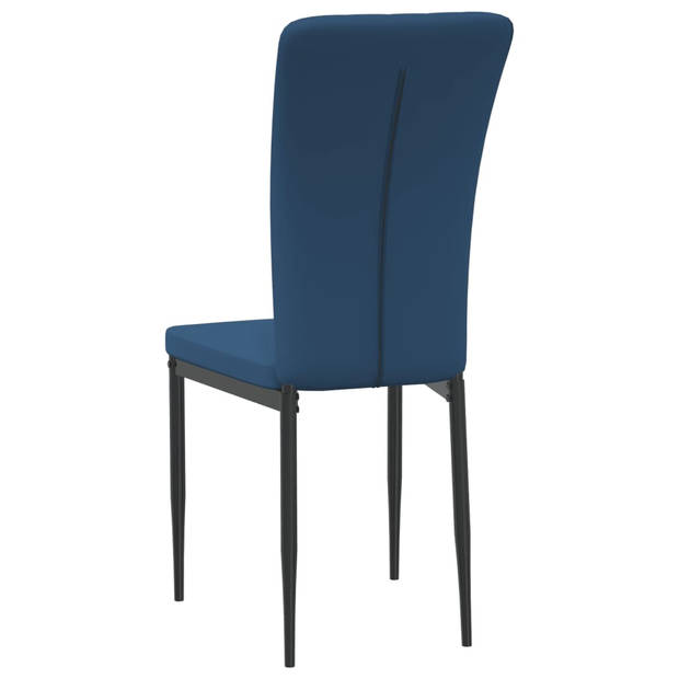 The Living Store Eetkamerstoelen - Blauw Fluweel - Ergonomisch ontworpen en comfortabel - Stevig en stabiel frame -