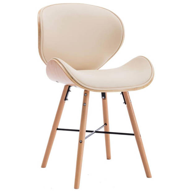 The Living Store Eetkamerstoelen - Set van 2 - Crème bekleding - 50 x 50 x 81 cm - Kunstleer