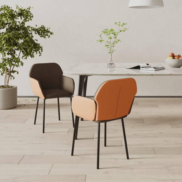 The Living Store Eetkamerstoelen Bruin - (54x59x76 cm) - Hoogwaardig materiaal - Stevig en stabiel frame - Comfortabel