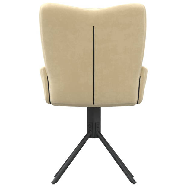 The Living Store Draaibare Eetkamerstoelen - Fluweel - Stevig Frame - Comfortabel - 360 graden draaibaar - Crème -