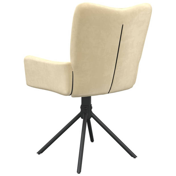 The Living Store Draaibare Eetkamerstoelen - Fluweel - Stevig Frame - Comfortabel - 360 graden draaibaar - Crème -