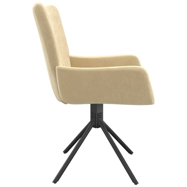 The Living Store Draaibare Eetkamerstoelen - Fluweel - Stevig Frame - Comfortabel - 360 graden draaibaar - Crème -