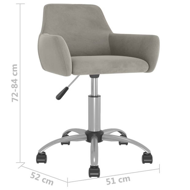 The Living Store Draaibare Eetkamerstoelen - Lichtgrijs - Fluweel - Verchroomd Staal - 51x52x(72-84) cm -