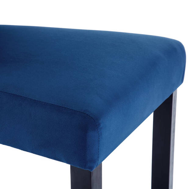 The Living Store Eetkamerstoelen - Fluweel - Donkerblauw - 43 x 51 x 98 cm - Set van 2