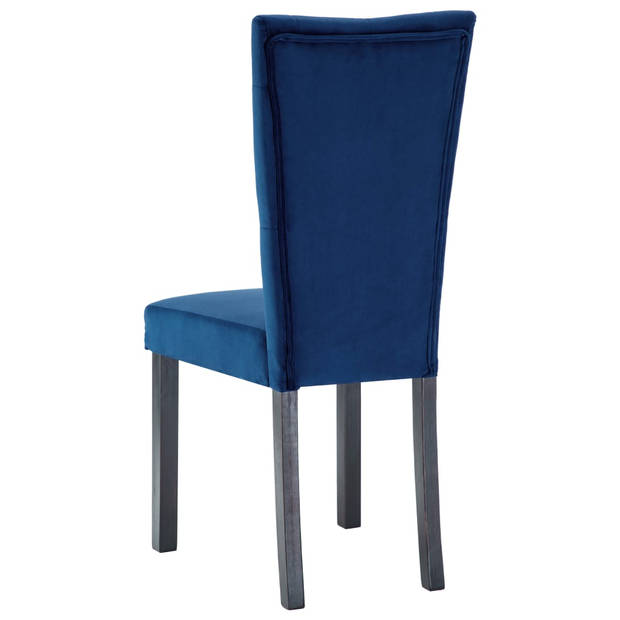 The Living Store Eetkamerstoelen - Fluweel - Donkerblauw - 43 x 51 x 98 cm - Set van 2