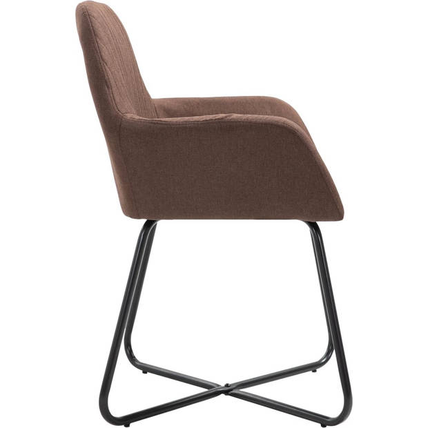 The Living Store Eetstoelen - Set van 6 - Stof - Bruin - 61x61x84 cm - Ergonomisch