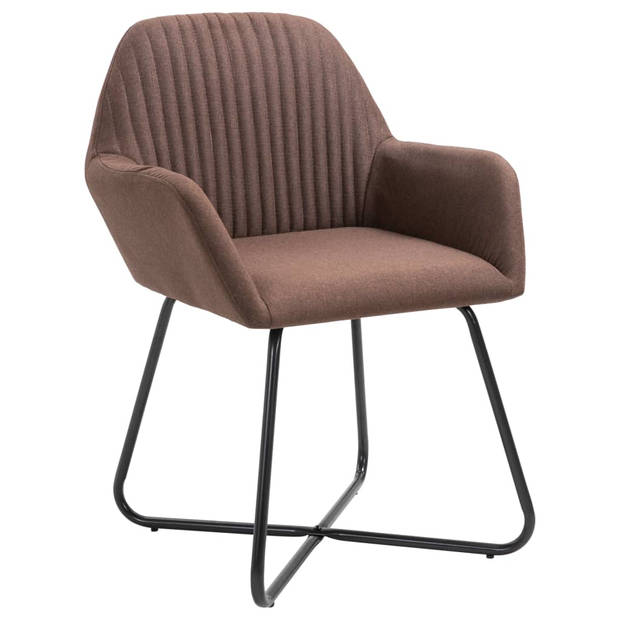 vidaXL Eetkamerstoelen 6 st stof bruin