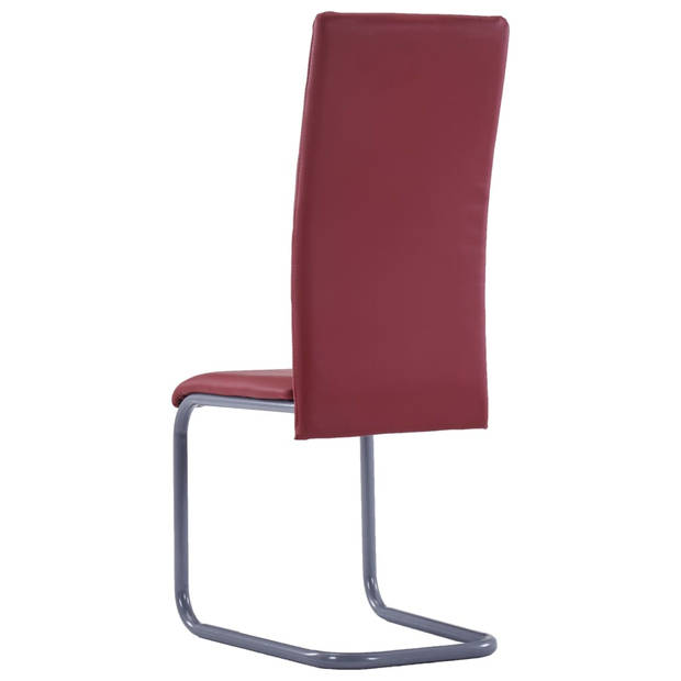 The Living Store Zwevende Eetkamerstoelen - Rood - 41 x 52.5 x 102.5 cm (B x D x H) - Kunstleren bekleding en stalen