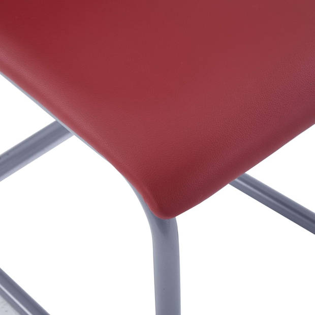 The Living Store Zwevende Eetkamerstoelen - Rood - 41 x 52.5 x 102.5 cm (B x D x H) - Kunstleren bekleding en stalen