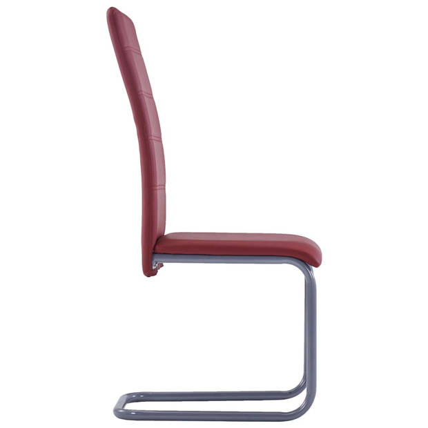 The Living Store Zwevende Eetkamerstoelen - Rood - 41 x 52.5 x 102.5 cm (B x D x H) - Kunstleren bekleding en stalen