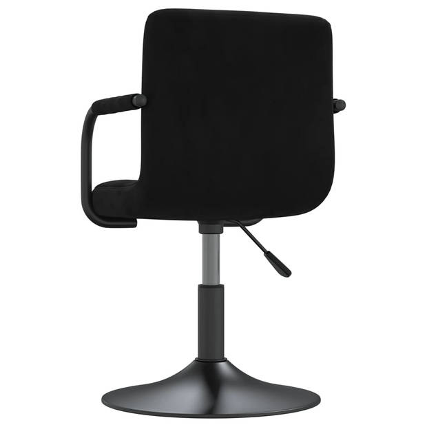 The Living Store Draaibare Eetkamerstoelen - Zwart - Gepoedercoat staal en fluweel - 48x47x(71-85.5)cm -