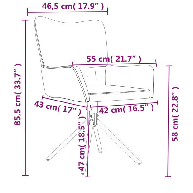 The Living Store Draaibare Eetkamerstoel - Zacht Fluweel - Stevig en Stabiel Frame - Comfortabel - 360 graden Draaibaar