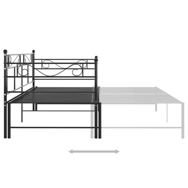 vidaXL Slaapbankframe uittrekbaar metaal zwart 90x200 cm