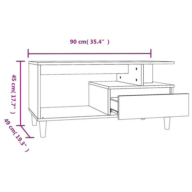 vidaXL Salontafel 90x49x45 cm bewerkt hout betongrijs