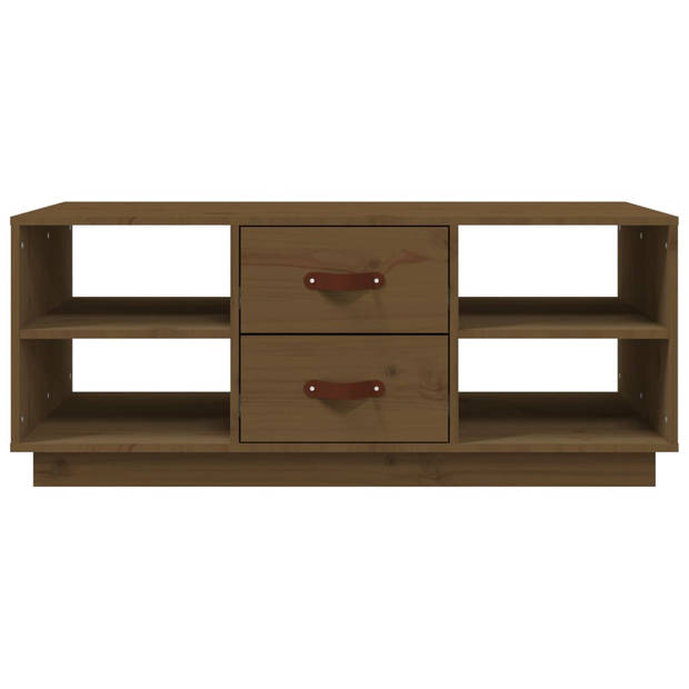 The Living Store Salontafel Massief Grenen - 100 x 50 x 41 cm - Honingbruin - Lades en schappen