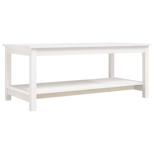 The Living Store Salontafel - Massief Grenenhout - 110 x 55 x 45 cm - Wit