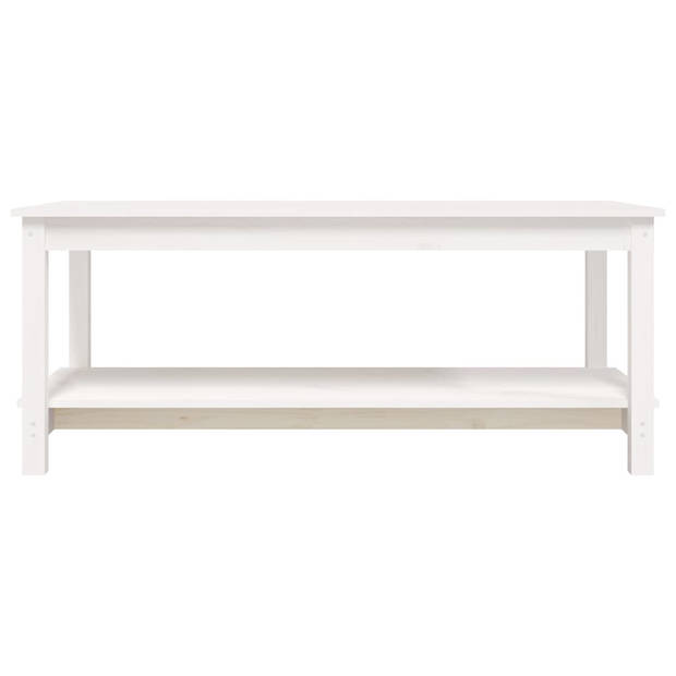 The Living Store Salontafel - Massief Grenenhout - 110 x 55 x 45 cm - Wit