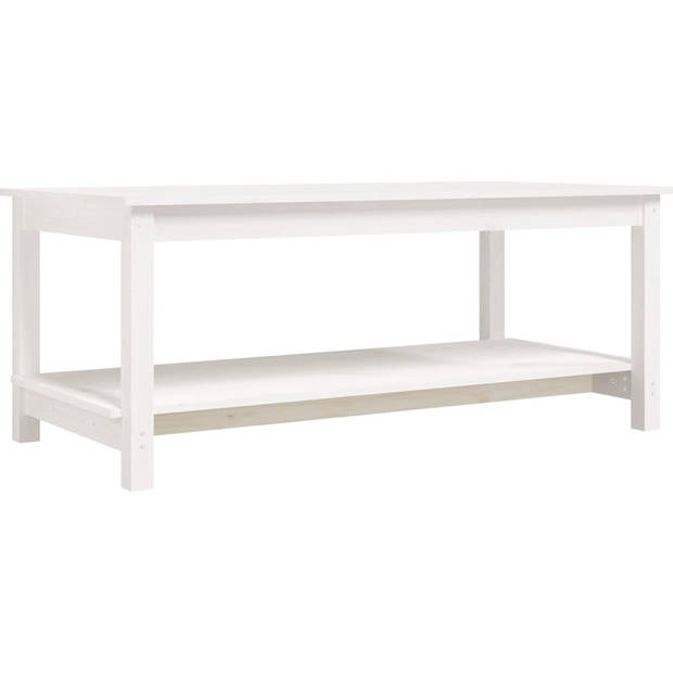 The Living Store Salontafel - Massief Grenenhout - 110 x 55 x 45 cm - Wit