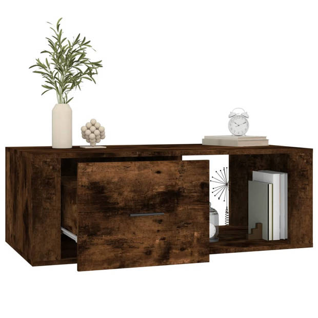The Living Store Salontafel - Gerookt eiken - 100 x 50.5 x 35 cm - Duurzaam hout - Opbergruimte