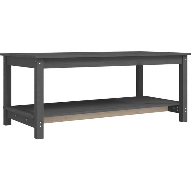 The Living Store Massief grenenhouten Salontafel - 110 x 55 x 45 cm - Grijs