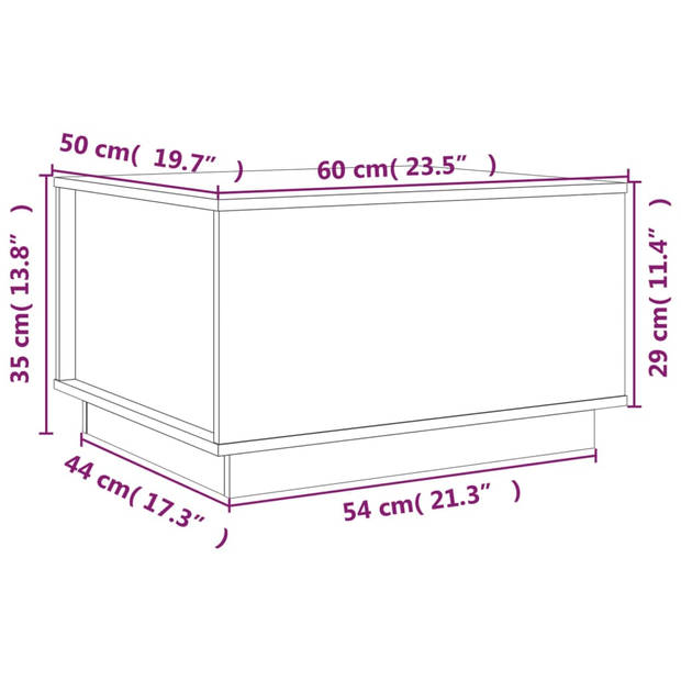 The Living Store Salontafel - Grenenhout - Lift-top - Opbergruimte - Stabiel frame - 60x50x35 cm