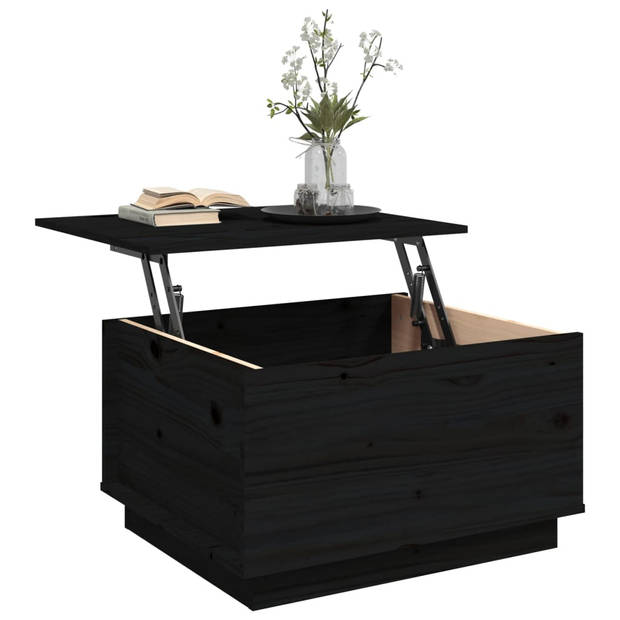 The Living Store Salontafel Lift-top Zwart 60x50x35 cm - Massief grenenhout - Opbergruimte