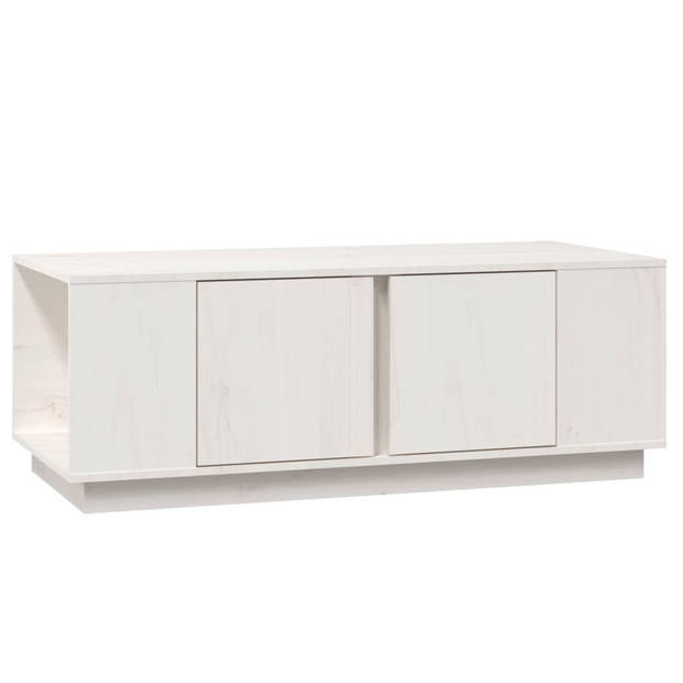 The Living Store Salontafel wit 110 x 50 x 40 cm - massief grenenhout